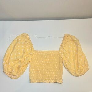 Forever 21 Yellow Polka Dot Blouse Size Medium